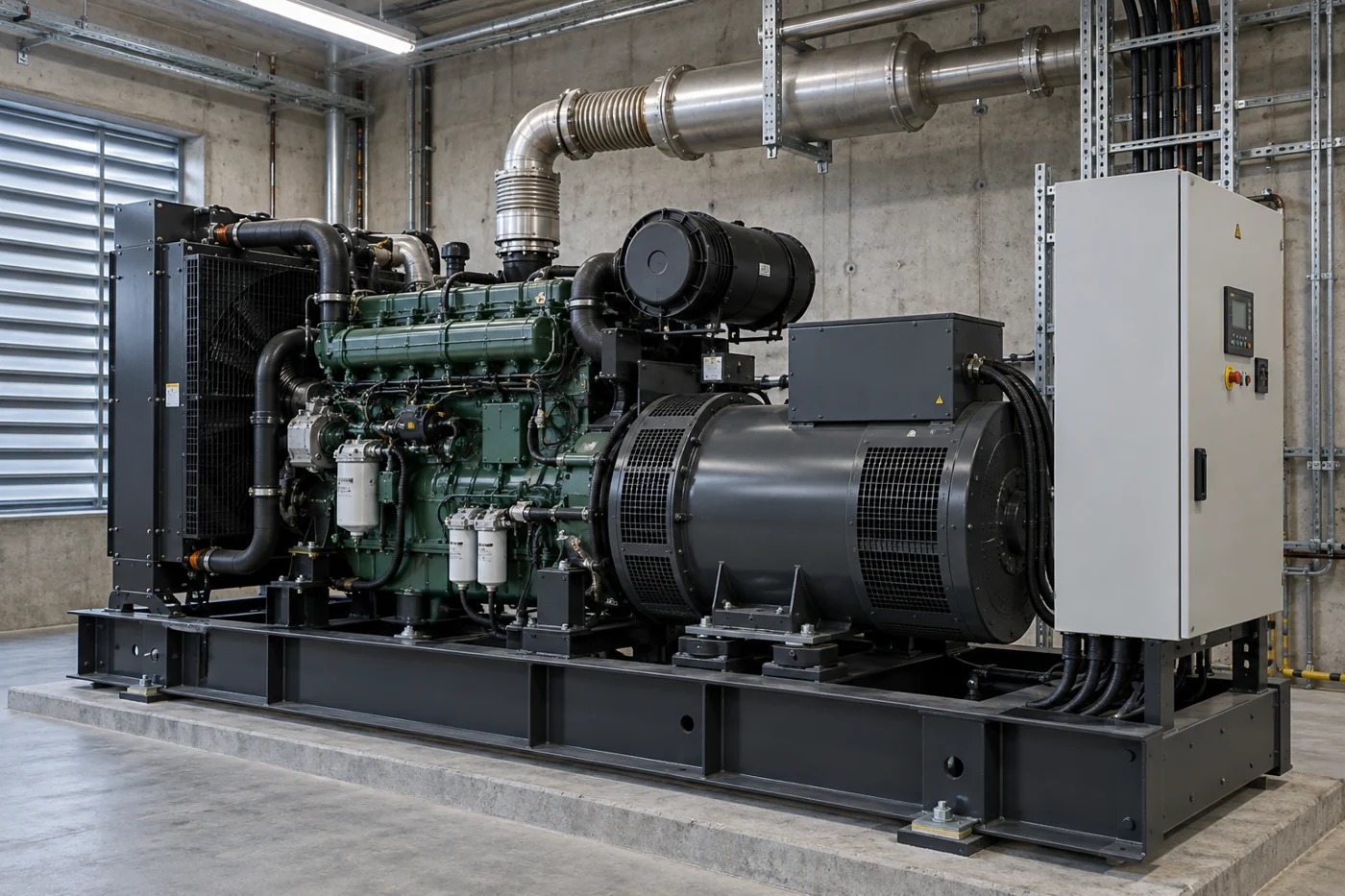 Stationäres Netzersatzaggregat im Technikraum